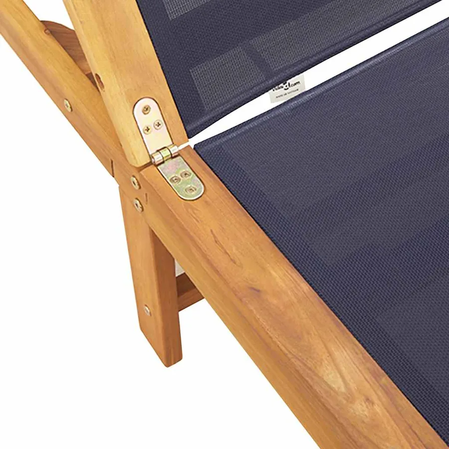 Chaise longue gris bois d'acacia solide et textilène - 17