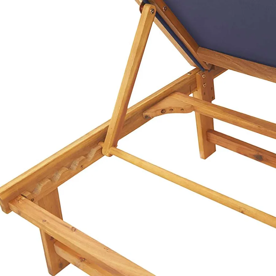 Chaise longue gris bois d'acacia solide et textilène - 18
