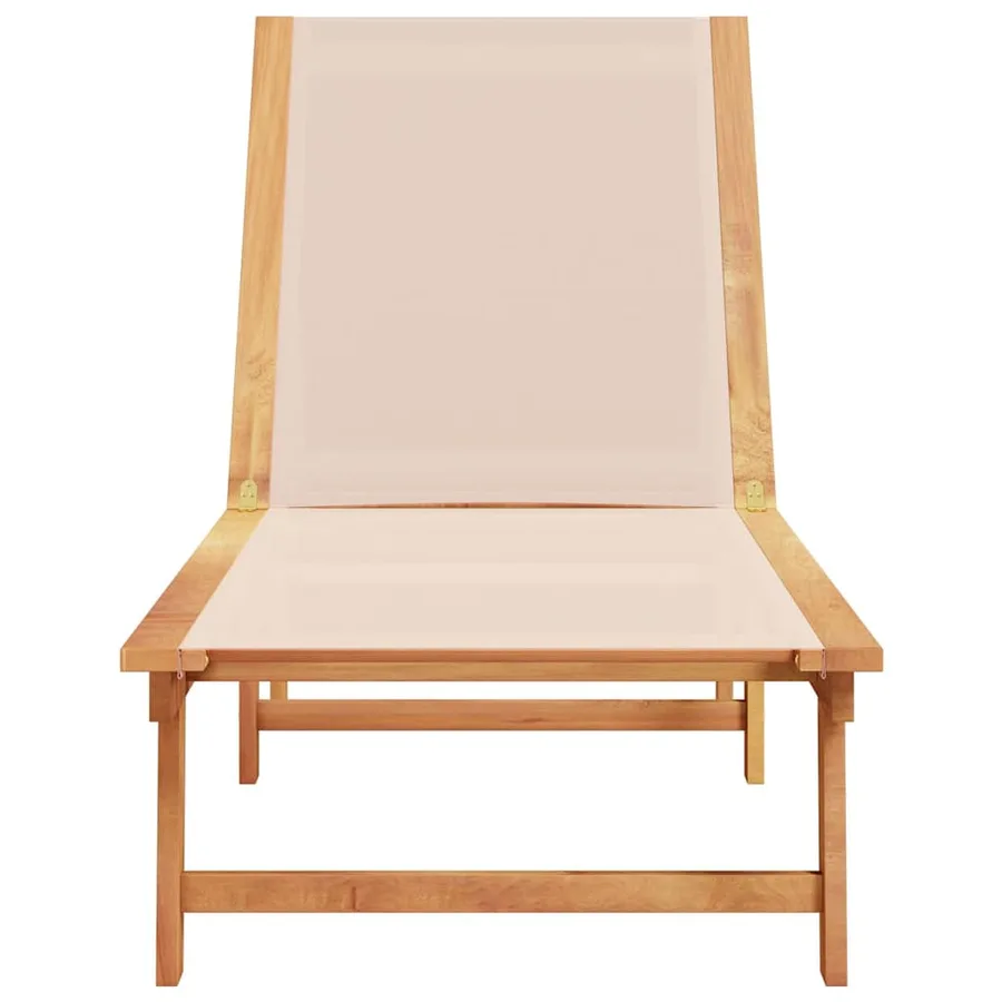 Chaise longue gris bois d'acacia solide et textilène - 29