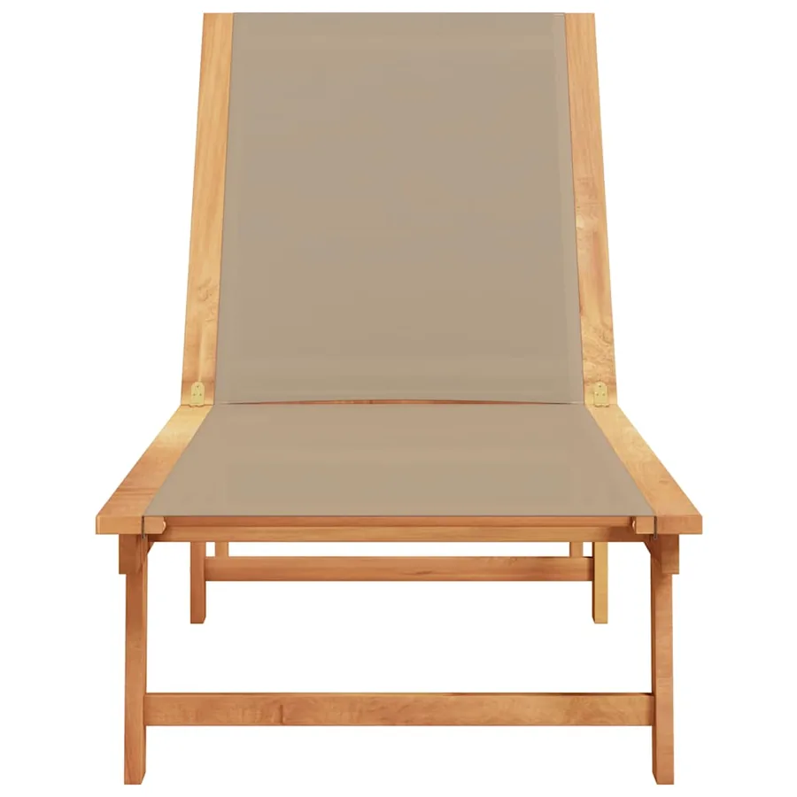 Chaise longue gris bois d'acacia solide et textilène - 39