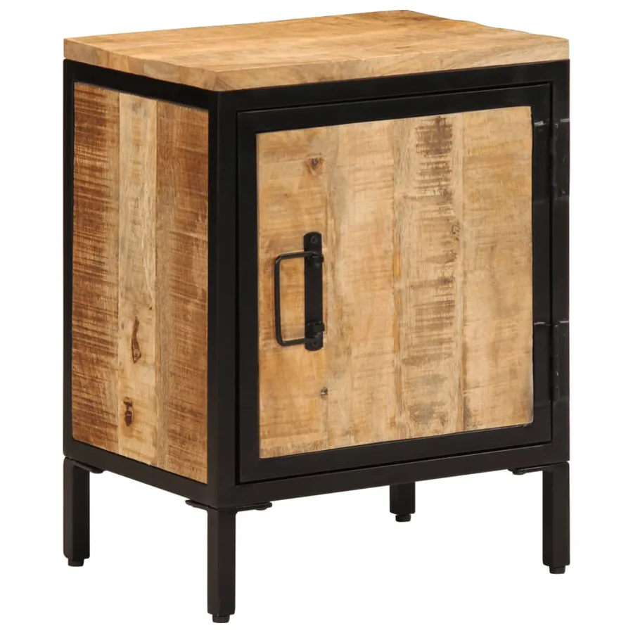 Table de chevet 40x30x52,5 cm bois de manguier massif brut - 13