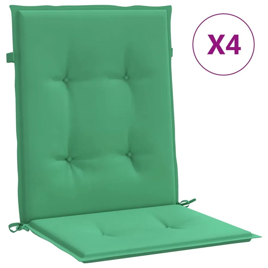 Coussins de chaise de jardin à dossier bas lot de 4 vert - 2