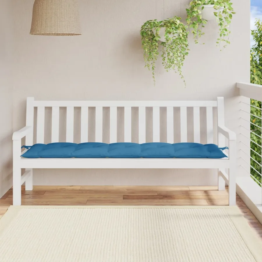 Coussin de banc de jardin bleu mélangé 180x50x7 cm tissu - 3