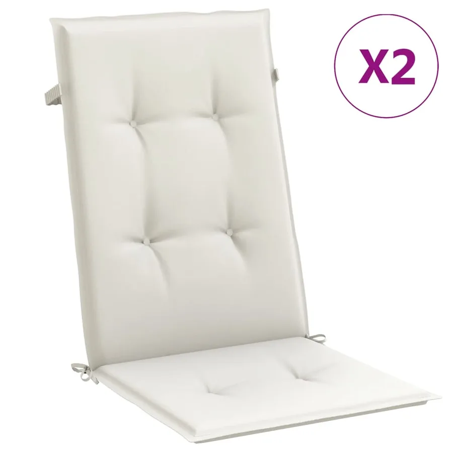 Coussins de chaise à dossier haut lot de 2 crème mélangé tissu - 2