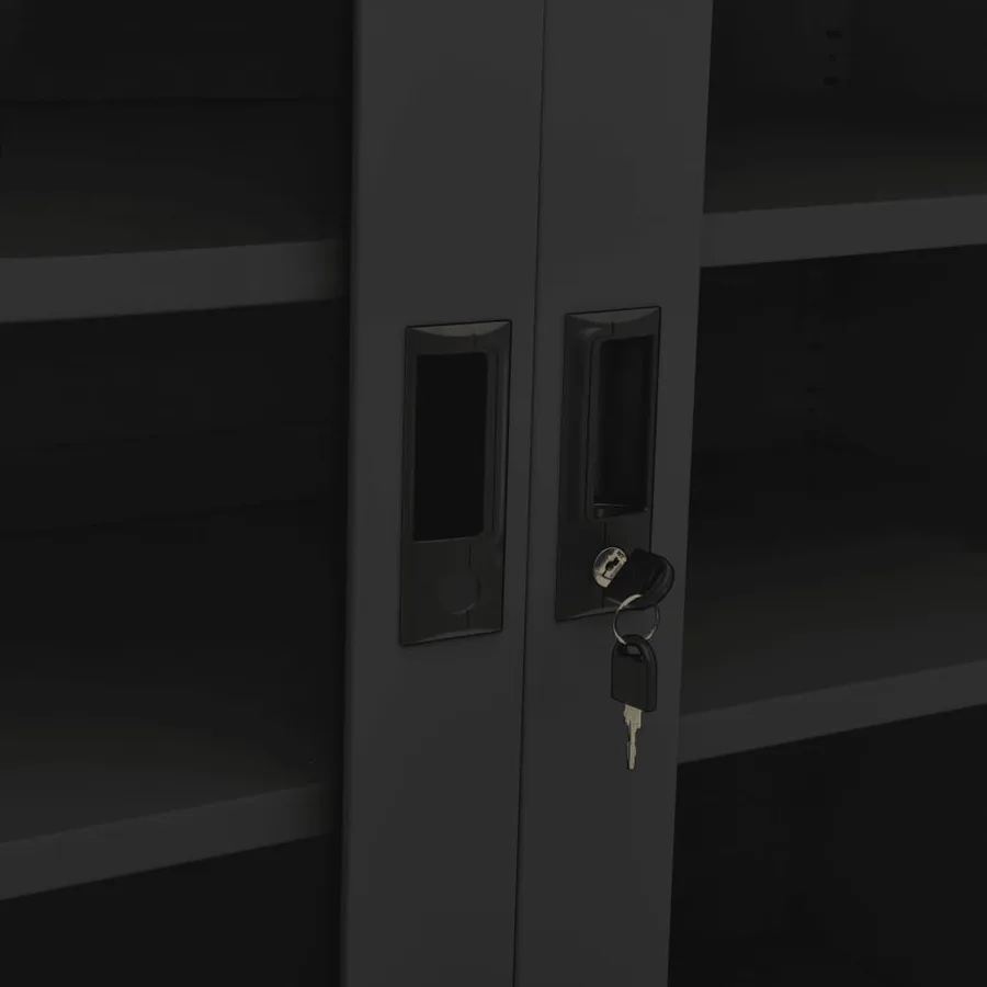 Armoire de bureau et jardinière Anthracite 90x40x128 cm Acier - 8