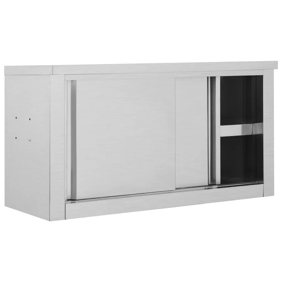 Armoire de cuisine avec portes coulissantes 90x40x50 cm Inox - 3