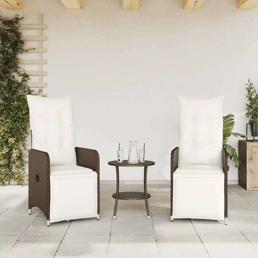 Chaises de jardin inclinables lot de 2 et table résine tressée - 3