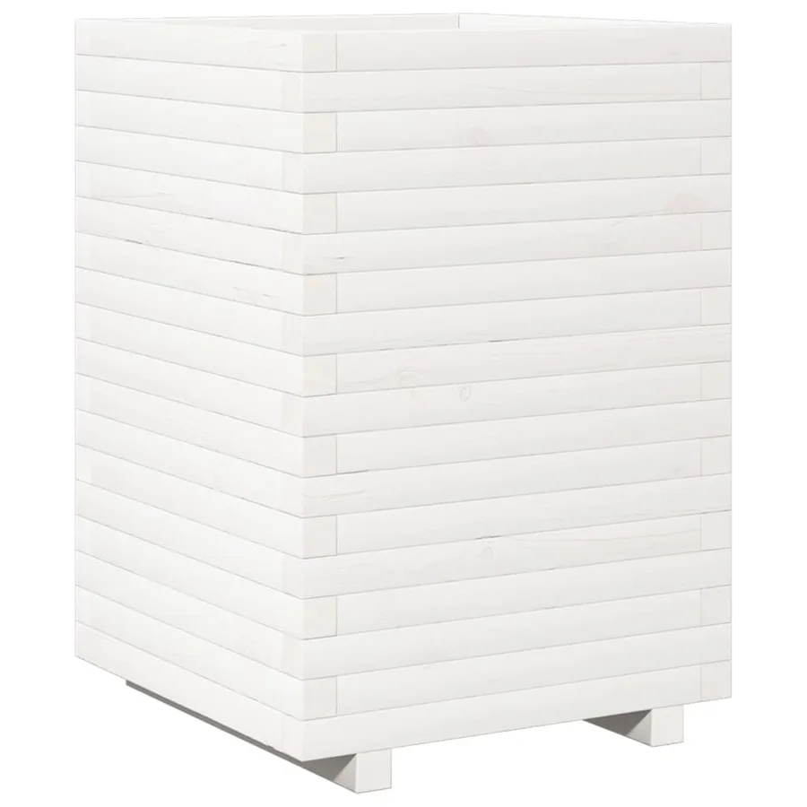 Jardinière blanc 50x50x72 cm bois de pin massif - 2