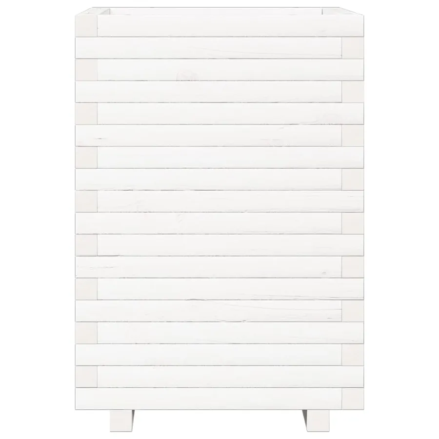 Jardinière blanc 50x50x72 cm bois de pin massif - 5