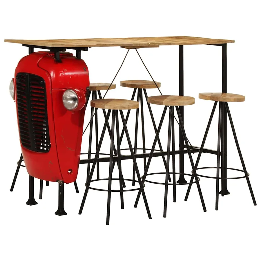 Ensemble de bar 7 pcs bois de manguier massif - 17