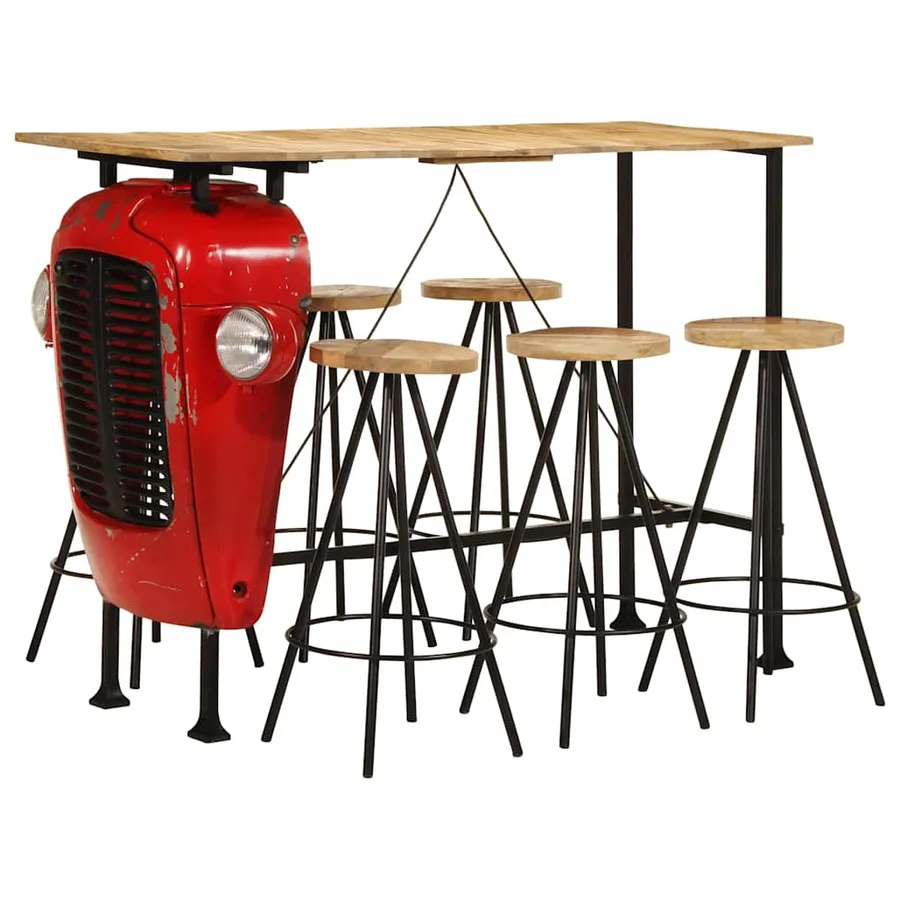 Ensemble de bar 7 pcs bois de manguier massif - 18