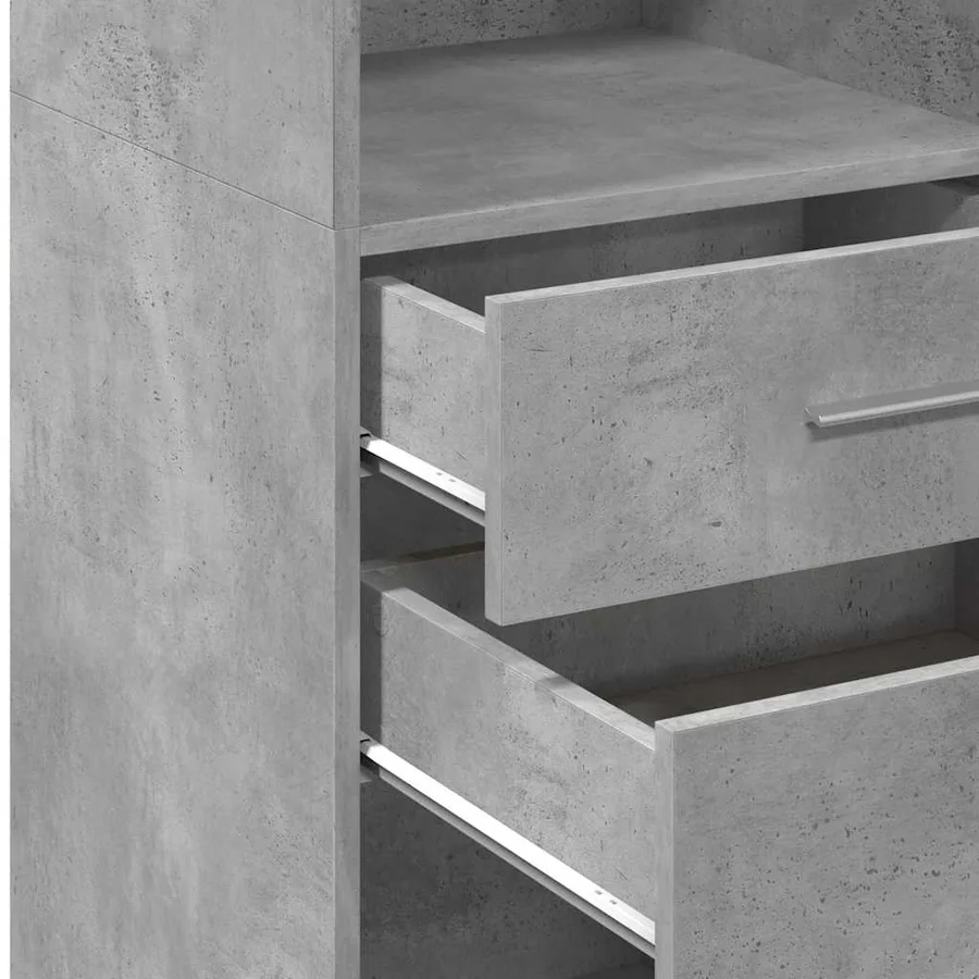 Buffet haut gris béton 50x42,5x124 cm bois d'ingénierie - 8