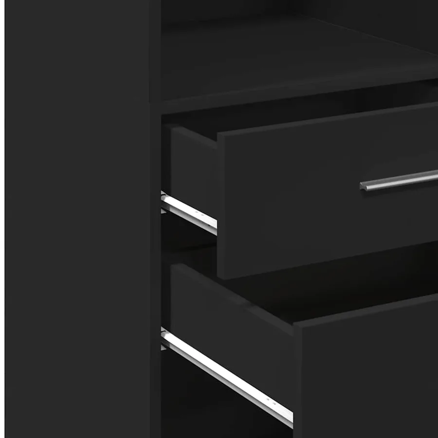 Buffet haut noir 50x42,5x124 cm bois d'ingénierie - 8