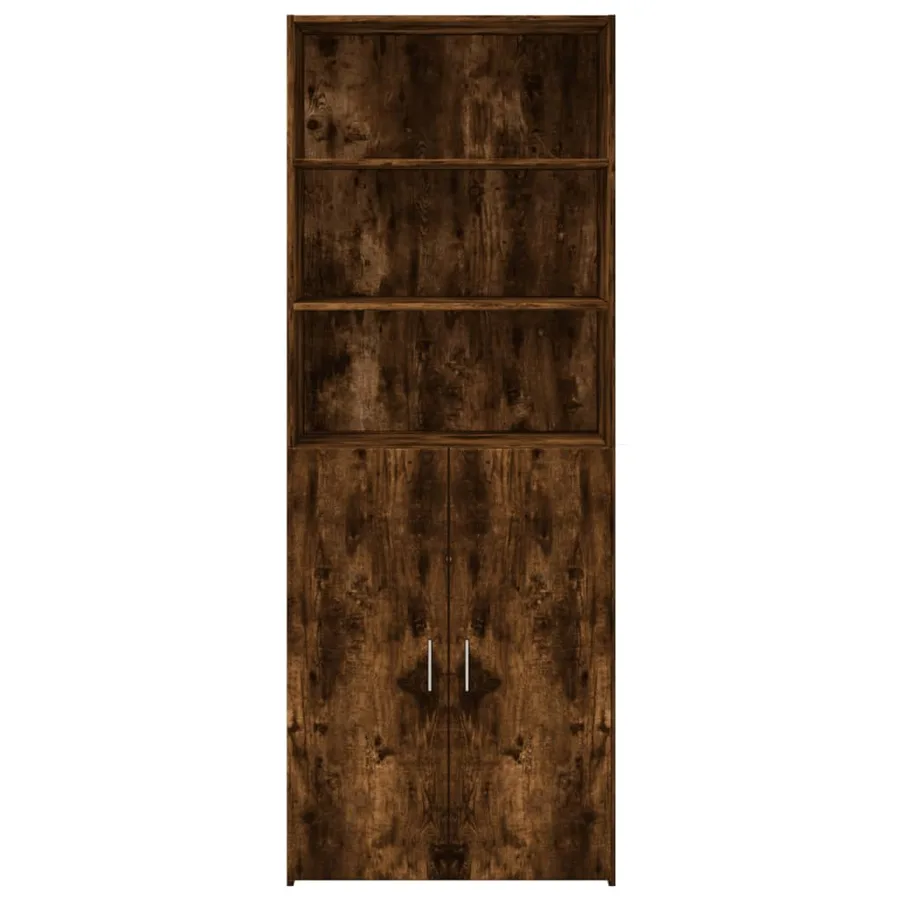 Buffet haut chêne fumé 80x42,5x185 cm bois d'ingénierie - 3