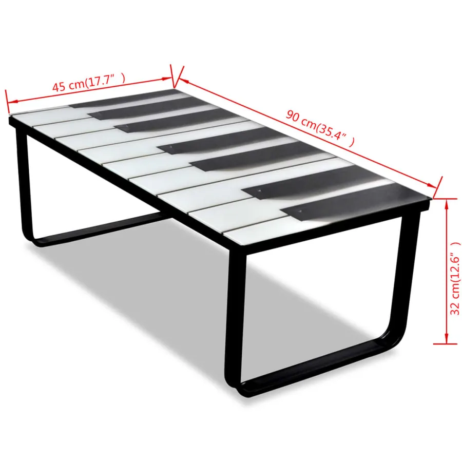 Table basse avec impression de piano Dessus de table en verre - 7