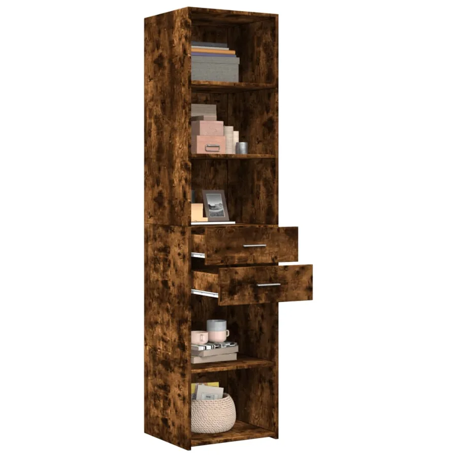 Buffet haut chêne fumé 45x42,5x185 cm bois d'ingénierie - 3