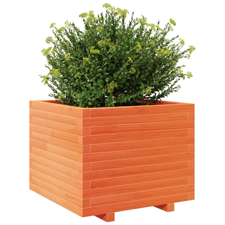 Jardinière cire marron 60x60x49,5 cm bois de pin massif - 4