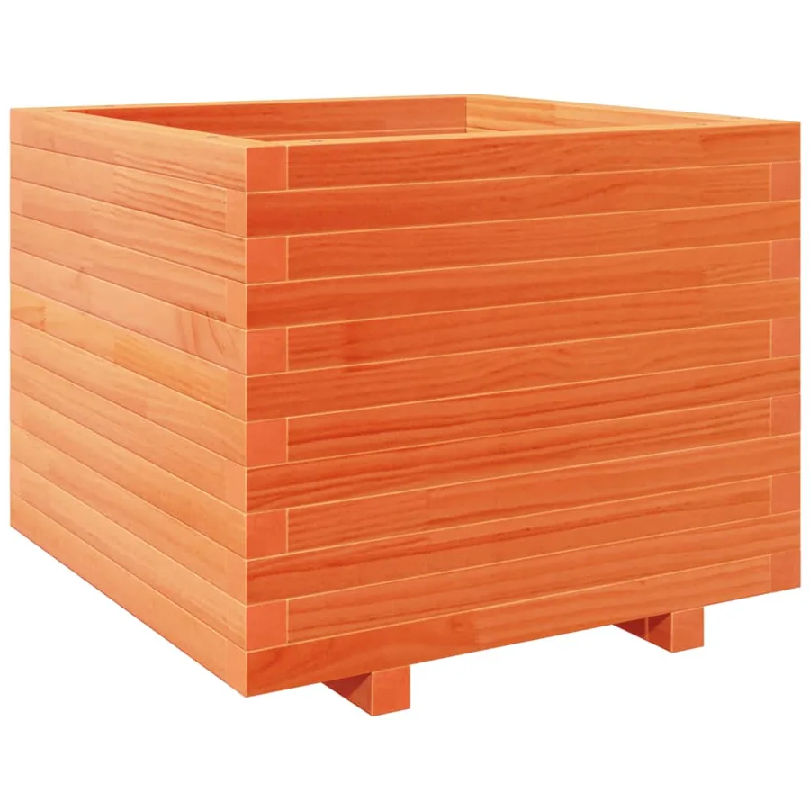 Jardinière cire marron 60x60x49,5 cm bois de pin massif - 7