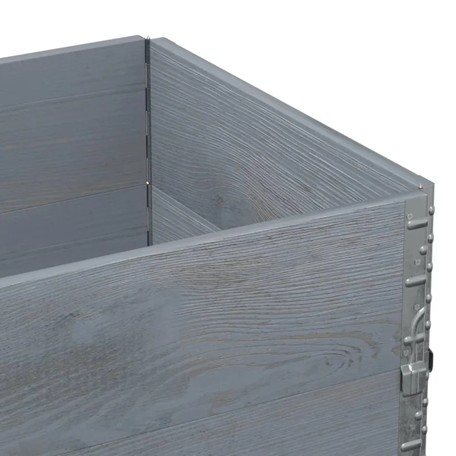 Jardinière gris 80x60 cm bois massif de pin - 7
