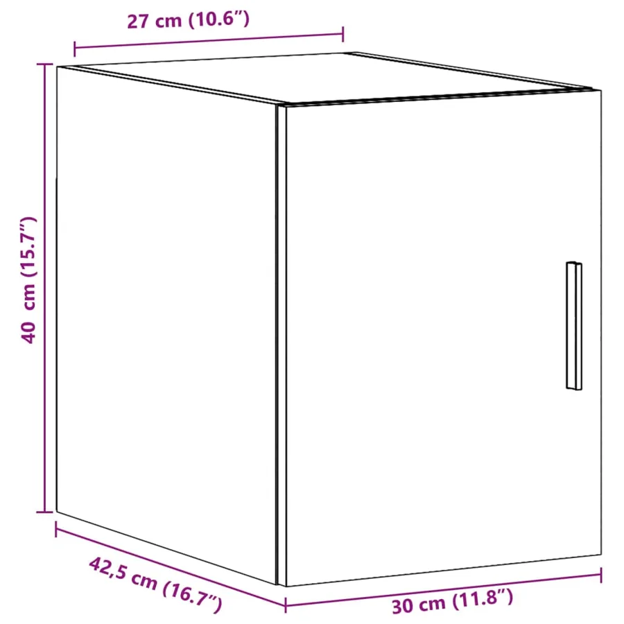Armoire murale gris béton 30x42,5x40 cm bois d'ingénierie - 12