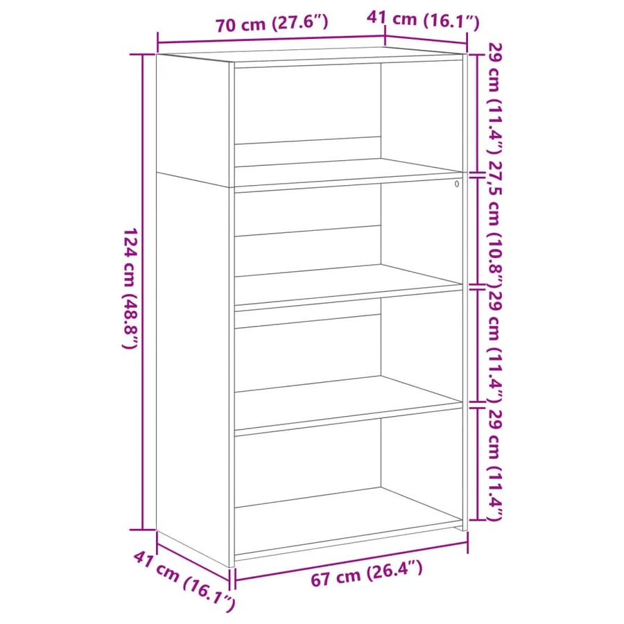 Buffet haut chêne sonoma 70x41x124 cm bois d'ingénierie - 9