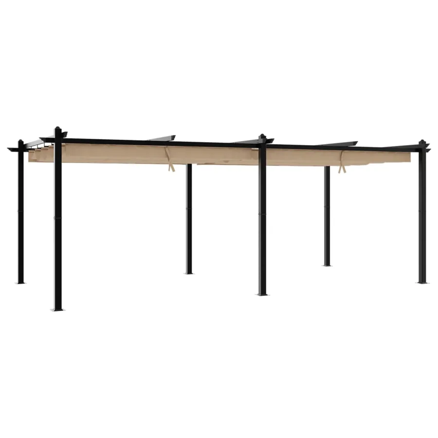 Tonnelle de jardin avec toit rétractable taupe 3x6 m aluminium - 2