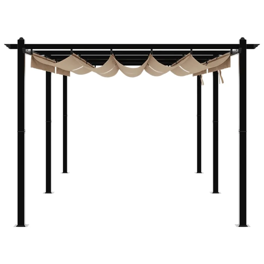 Tonnelle de jardin avec toit rétractable taupe 3x6 m aluminium - 5
