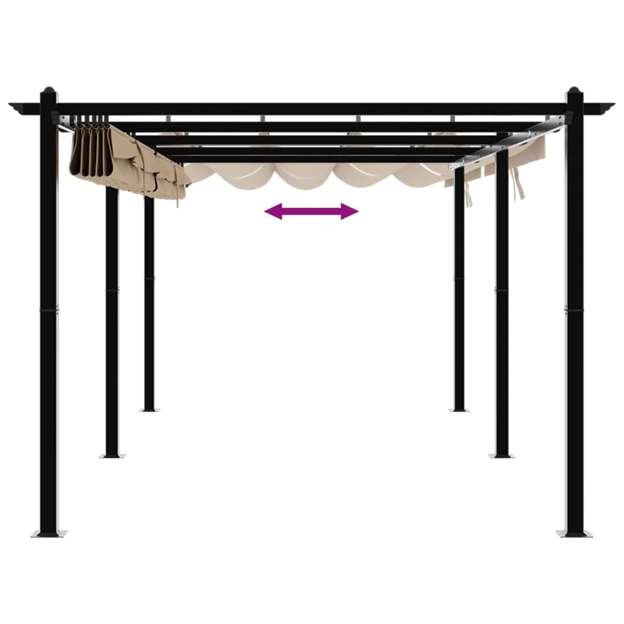 Tonnelle de jardin avec toit rétractable taupe 3x6 m aluminium - 7