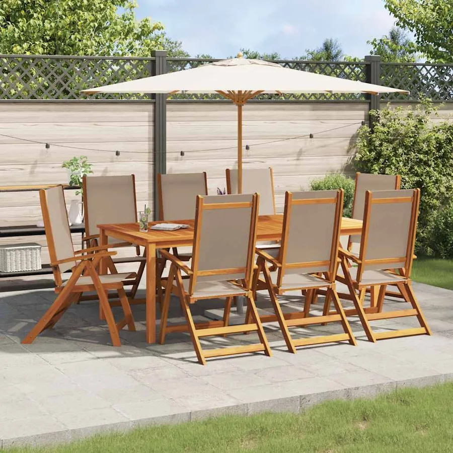 Chaises pliables de jardin lot de 8 bois d'acacia et textilène