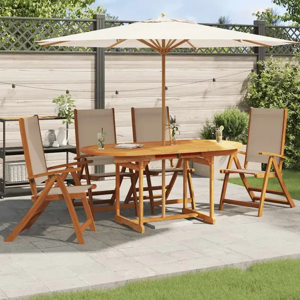Chaises pliables de jardin lot de 4 bois d'acacia et textilène