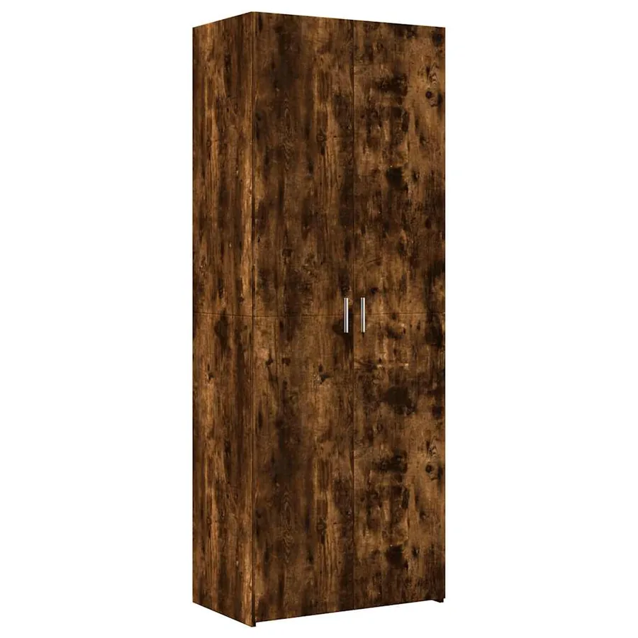 Buffet haut chêne fumé 70x42,5x185 cm bois d'ingénierie - 2
