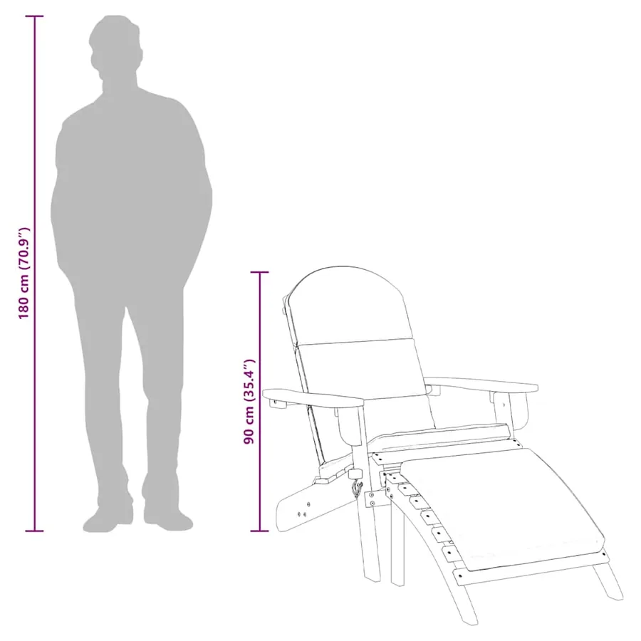 Chaise de jardin Adirondack et repose-pieds bois massif acacia - 11