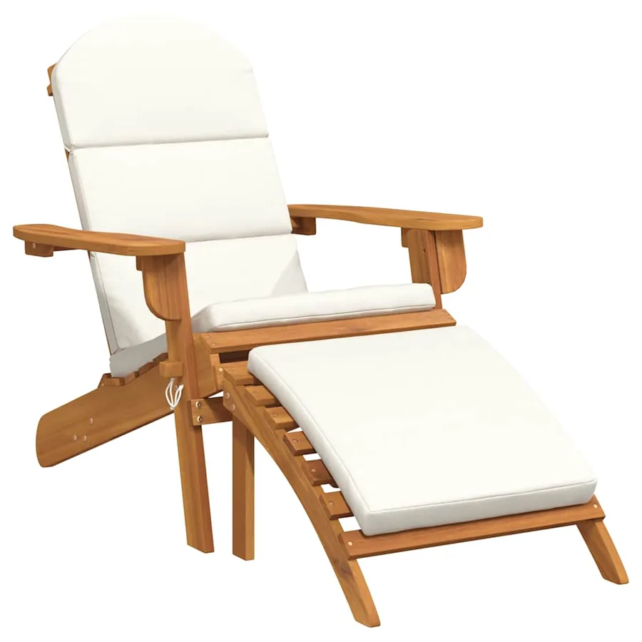 Chaise de jardin Adirondack et repose-pieds bois massif acacia - 2
