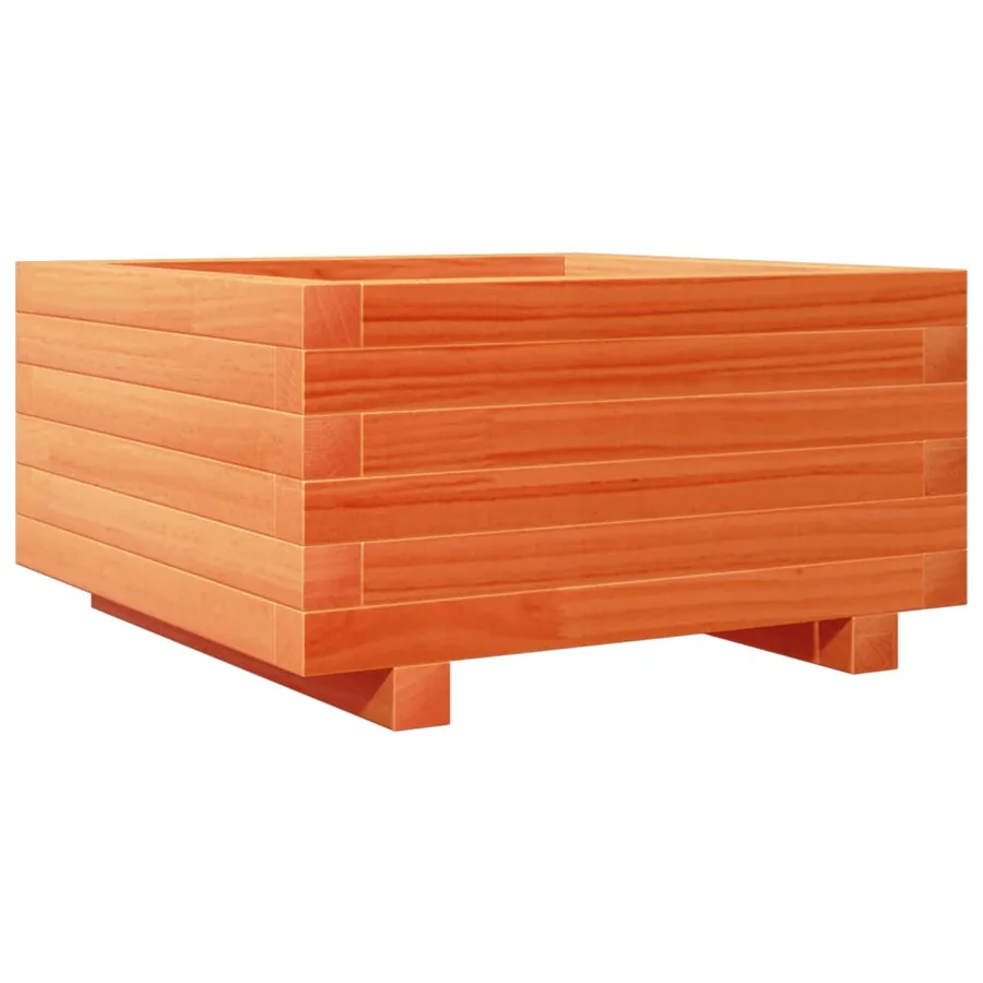 Jardinière cire marron 50x50x26,5 cm bois de pin massif - 7