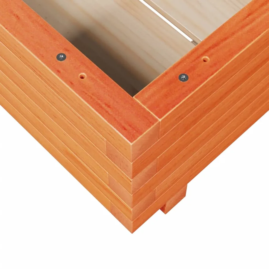 Jardinière cire marron 50x50x26,5 cm bois de pin massif - 8