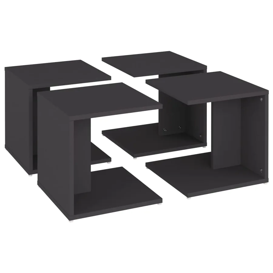 Tables basses 4 pcs gris 33x33x33 cm bois d'ingénierie - 9