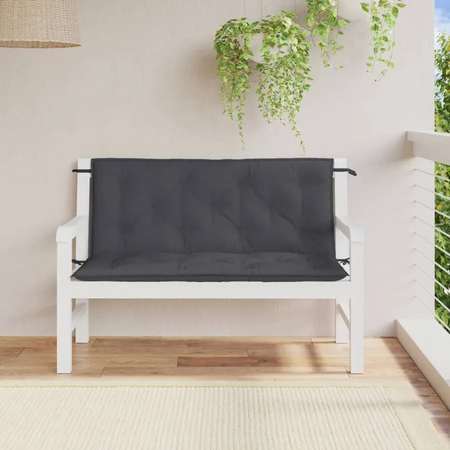 Coussins de banc de jardin lot de 2 anthracite mélangé tissu - 3