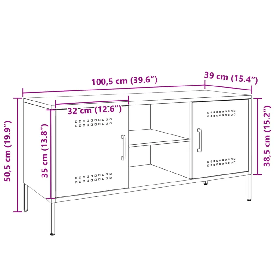 Meuble TV anthracite 100,5x39x50,5 cm acier - 13