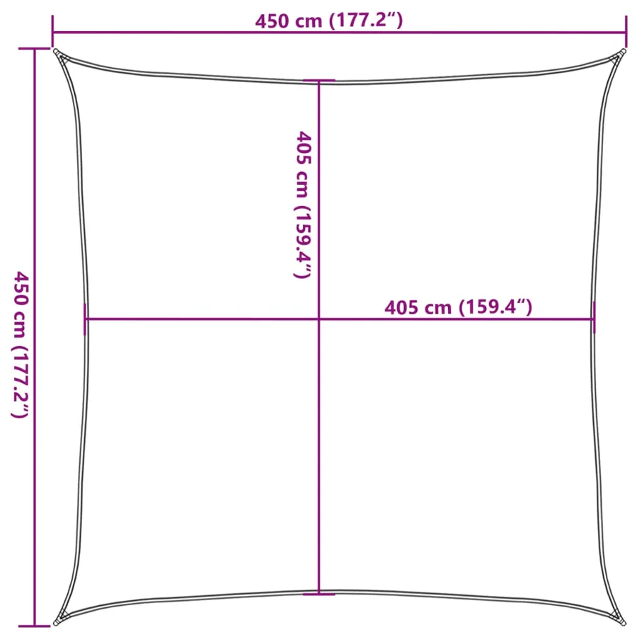 Voile d'ombrage 160 g/m² carré gris clair 4,5x4,5 m PEHD - 10