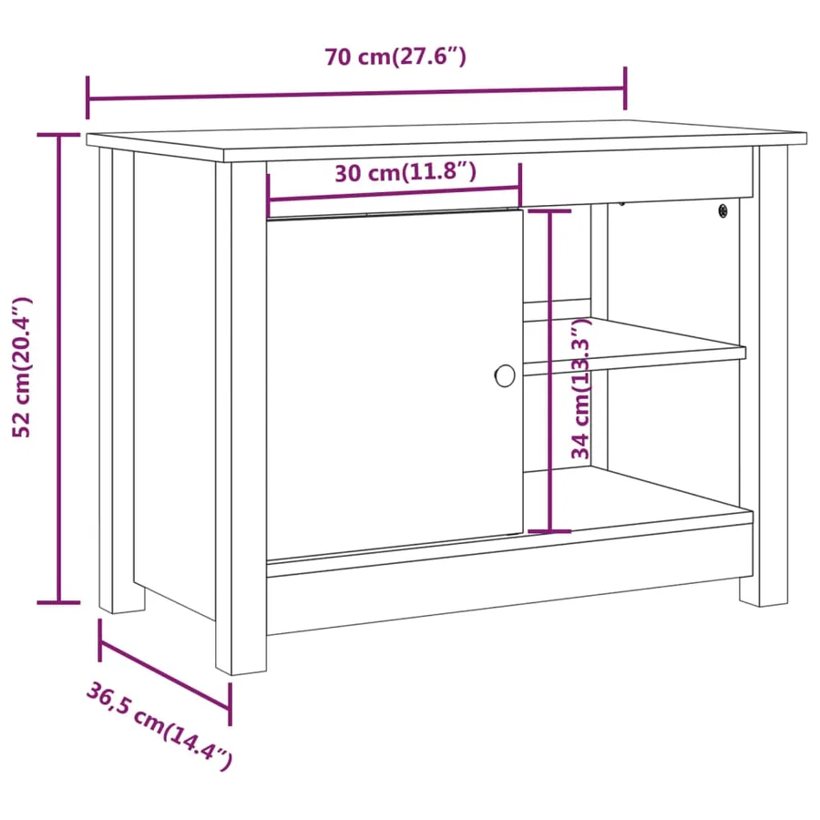 Meuble TV Gris 70x36,5x52 cm Bois de pin massif - 10