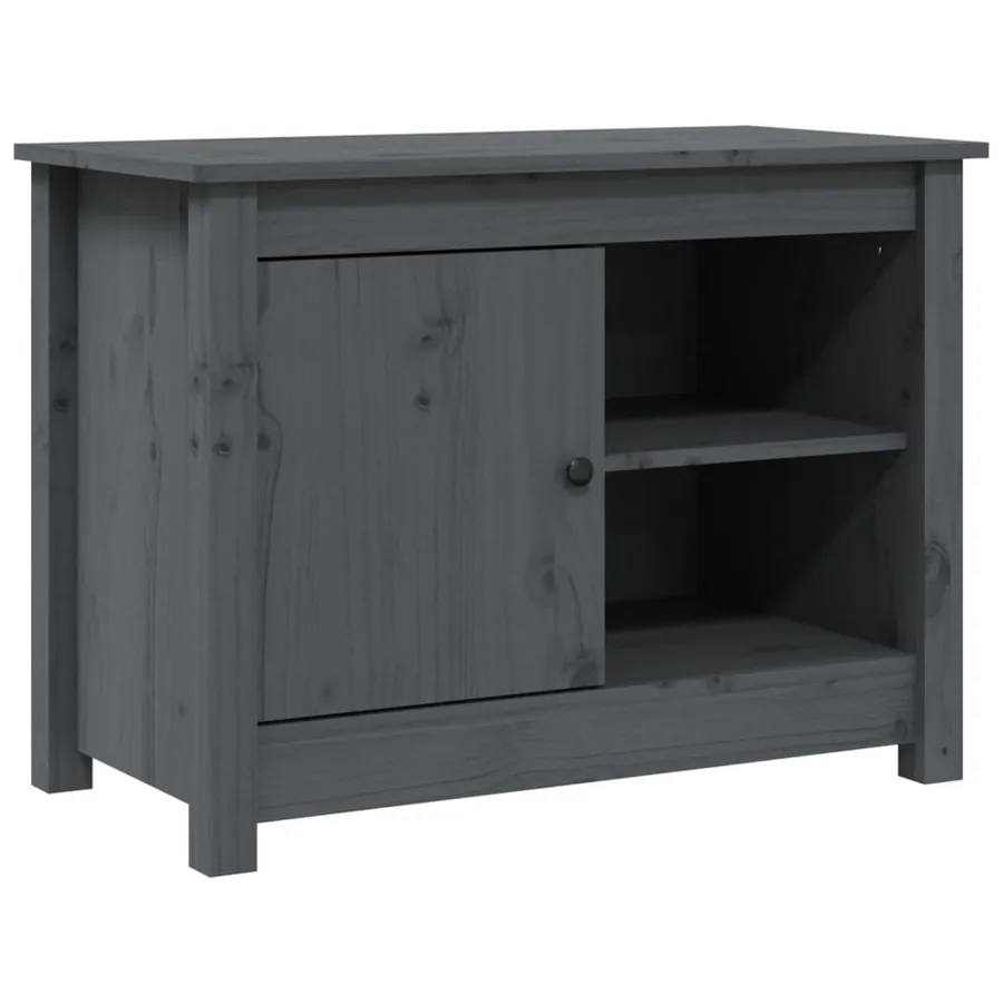 Meuble TV Gris 70x36,5x52 cm Bois de pin massif - 2