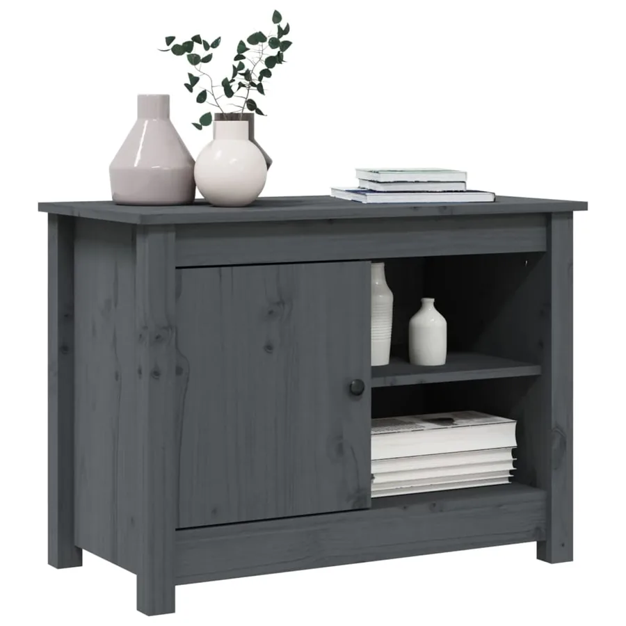 Meuble TV Gris 70x36,5x52 cm Bois de pin massif - 4