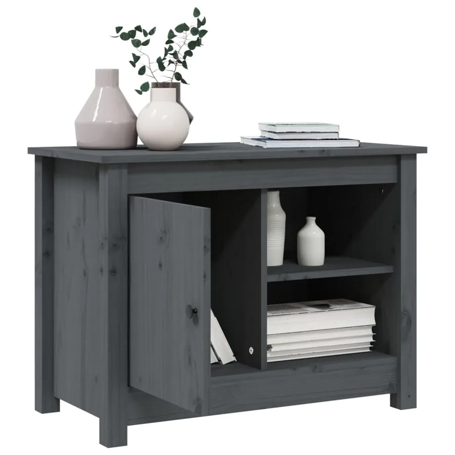 Meuble TV Gris 70x36,5x52 cm Bois de pin massif - 5