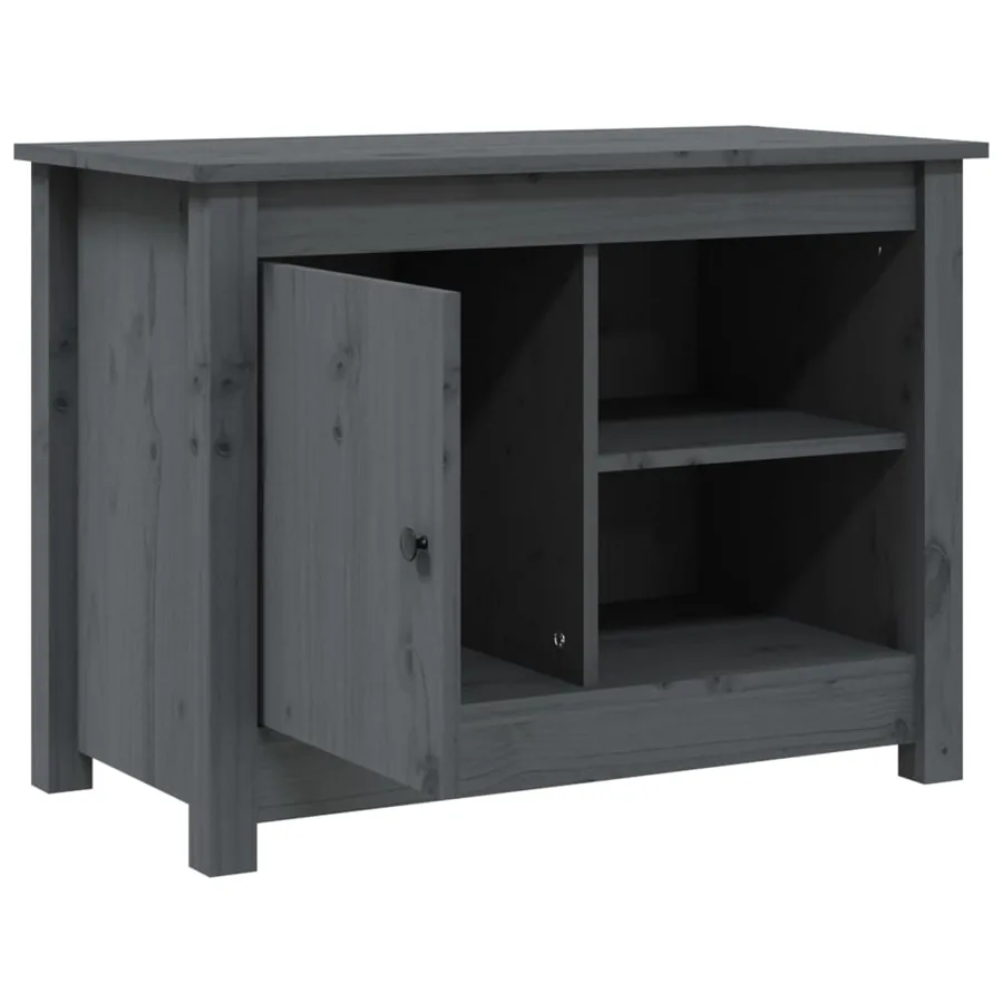 Meuble TV Gris 70x36,5x52 cm Bois de pin massif - 7
