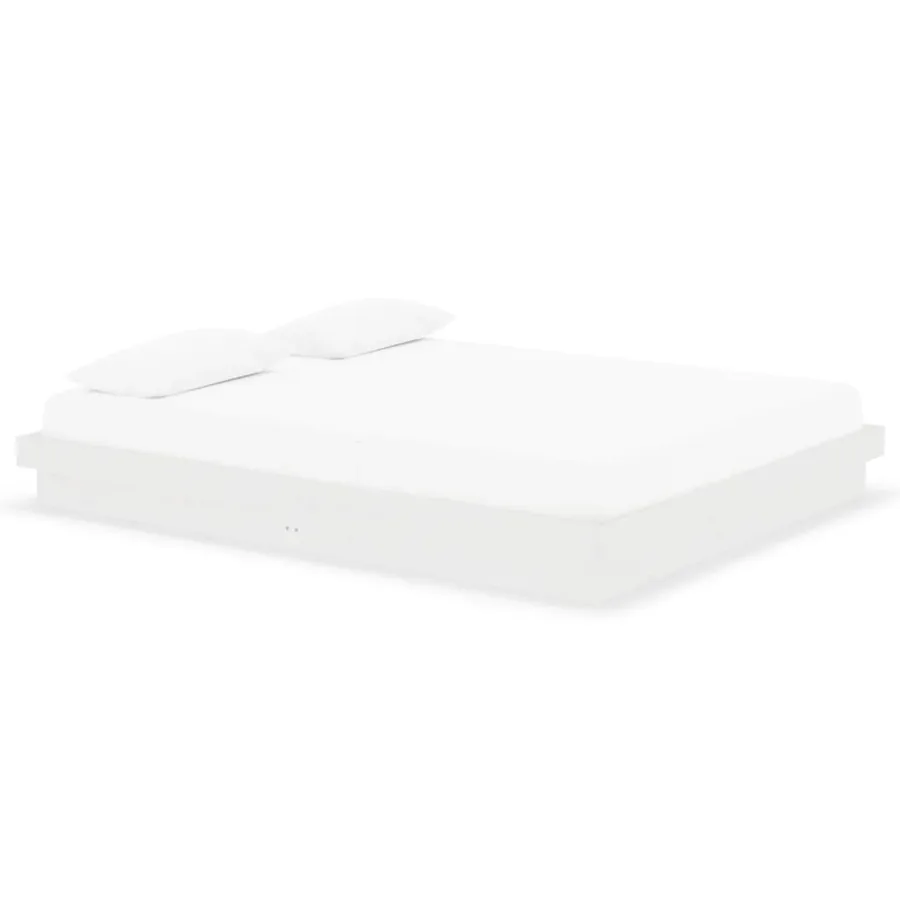 Cadre de lit sans matelas blanc bois massif 160x200 cm - 2