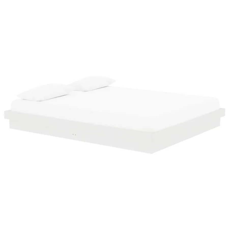 Cadre de lit sans matelas blanc bois massif 160x200 cm - 3