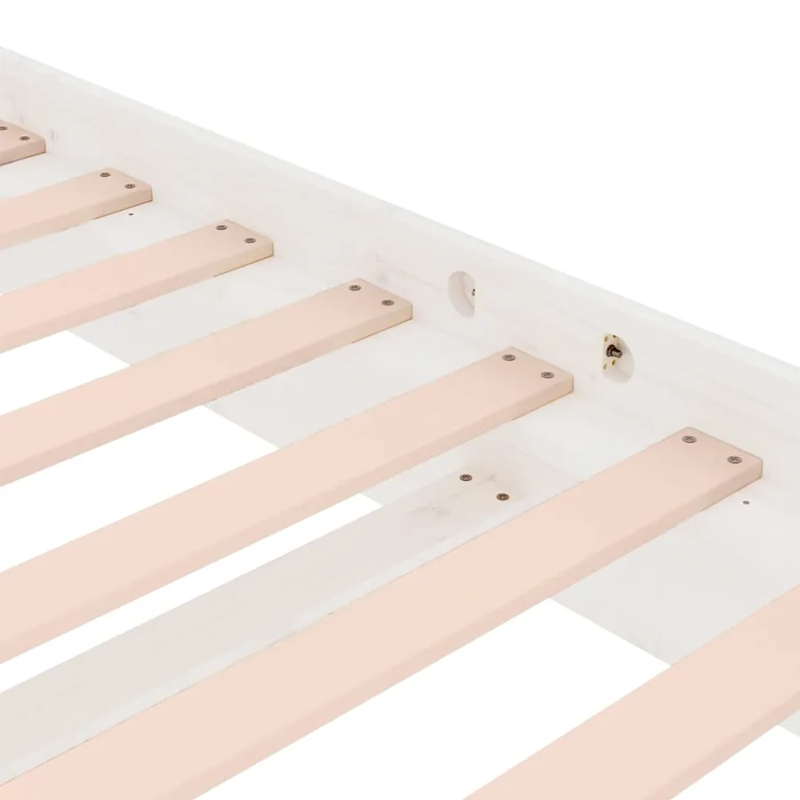 Cadre de lit sans matelas blanc bois massif 160x200 cm - 7