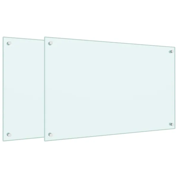 Dosserets de cuisine 2 pcs blanc 80x50 cm verre trempé