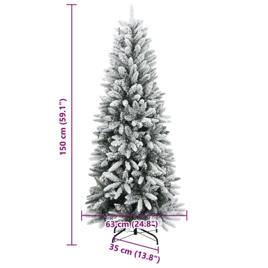 Sapin de Noël artificiel 150 LED et neige floquée 150 cm - 11