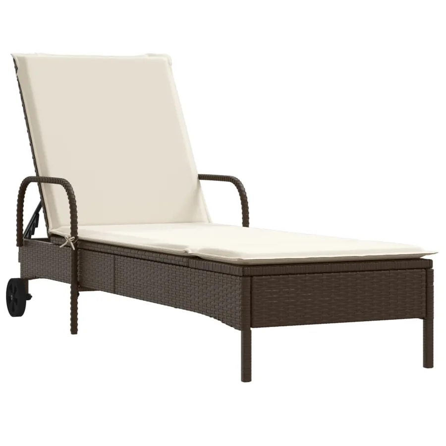 Chaises longues avec coussins lot de 2 marron résine tressée - 3